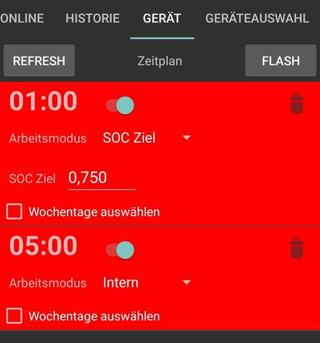 Speicher Zeitplan