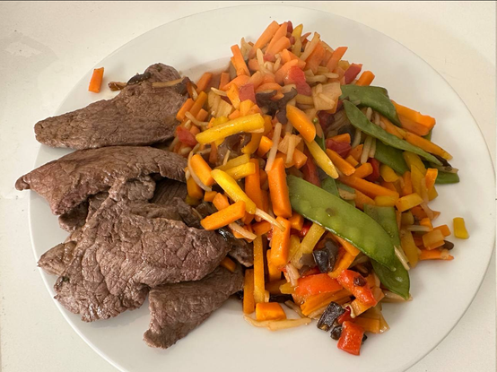 Steak and veggies ... low-carb dinner.