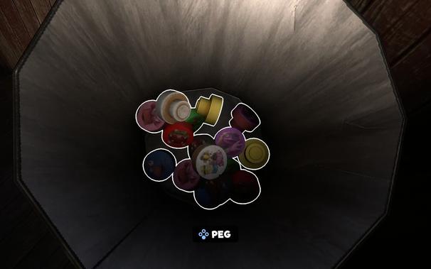 A bucket full of pegs.
Action prompt: peg