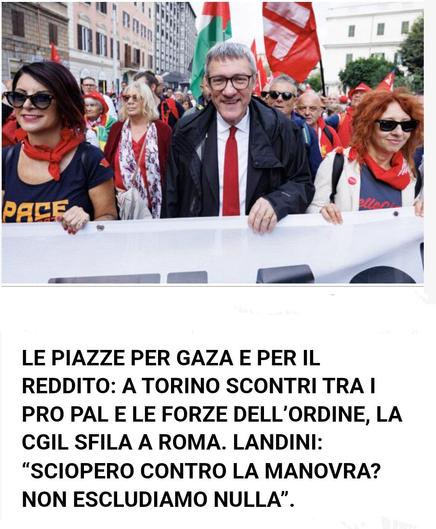 L’onda della protesta non si è spenta dopo le manifestazione per Gaza nei giorni della Flotilla. Oggi a Roma hanno sfilato 200 mila persone al corteo della Cgil per la manifestazione nazionale “Democrazia al lavoro”.
Nella Capitale la piazza del sindacato invocava aumenti di salari e pensioni, investimenti nella sanità e nella scuola, una vera riforma fiscale, lavoro stabile e non precario, senza impiegare risorse per il riarmo. In vista della manovra di fine anno, il segretario Cgil Maurizio Landini non esclude nuove mobilitazioni, anzi: “Se non saremo ascoltati e se nel Parlamento e nel Governo non accetteranno di modificare radicalmente quella che è una legge che noi consideriamo sbagliata, valuteremo e non escludiamo assolutamente nulla, di sicuro non finisce qui la nostra mobilitazione se le cose non cambiano”. Il corteo capitolino è partito da Piazza della Repubblica poco prima delle 14, per raggiungere il palco di piazza San Giovanni. Tra gli interventi, anche quello di Sigfrido Ranucci.