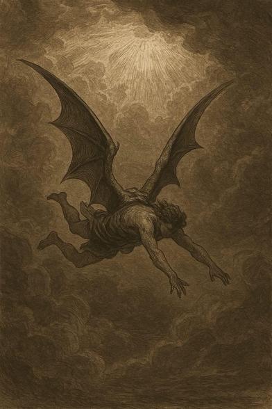 Two-sentence post (English):
Like Daedalus' son who flew too close to the sun, today's money elite rises too high-blinded by the glitter of its own gold. When the wax of the system melts, they will fall into the sea of their own greed.
#TaxTheRich #LimitCapitalism
Bildbeschreibung (Deutsch):
Das Bild zeigt eine geflügelte, menschliche Gestalt, die aus großer Höhe fällt, umgeben von dichten, dramatischen Wolken. Uber ihr bricht ein Lichtstrahl durch die Dunkelheit - Symbol für Hybris, Fall und Lauterung zugleich.
Image description (English):
The image depicts a winged human figure falling from great heights, surrounded by dense, dramatic clouds. Above, a radiant beam pierces the darkness
—symbolizing hubris, downfall, and purification all at once.🖖