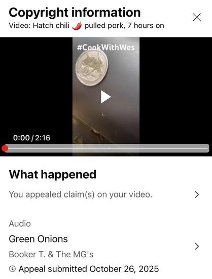 Copyright information on a fair use claim on YouTube