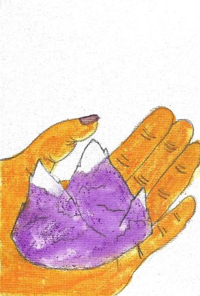 Une montagne dans le creux d'une main en dessin