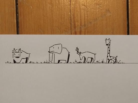 Zeichnung verschiedener Tiere