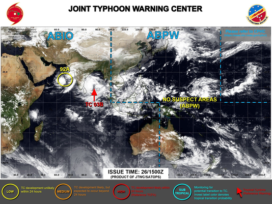 ABPW10 PGTW 260600
MSGID/GENADMIN/JOINT TYPHOON WRNCEN PEARL HARBOR HI//
SUBJ/SIGNIFICANT TROPICAL WEATHER ADVISORY FOR THE WESTERN AND SOUTH 
PACIFIC OCEANS/260600Z-270600ZOCT2025//
RMKS/
1. WESTERN NORTH PACIFIC AREA (180 TO MALAY PENINSULA):
   A. TROPICAL CYCLONE SUMMARY: NONE.
   B. TROPICAL DISTURBANCE SUMMARY: NONE.
   C. SUBTROPICAL SYSTEM SUMMARY: NONE.
2. SOUTH PACIFIC AREA (WEST COAST OF SOUTH AMERICA TO 135 EAST):
   A. TROPICAL CYCLONE SUMMARY: NONE.
   B. TROPICAL DISTURBANCE SUMMARY: NONE.
   C. SUBTROPICAL SYSTEM SUMMARY: NONE.//
NNNN