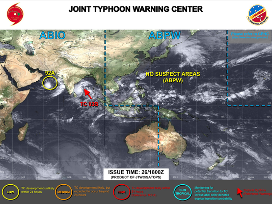 ABPW10 PGTW 260600
MSGID/GENADMIN/JOINT TYPHOON WRNCEN PEARL HARBOR HI//
SUBJ/SIGNIFICANT TROPICAL WEATHER ADVISORY FOR THE WESTERN AND SOUTH 
PACIFIC OCEANS/260600Z-270600ZOCT2025//
RMKS/
1. WESTERN NORTH PACIFIC AREA (180 TO MALAY PENINSULA):
   A. TROPICAL CYCLONE SUMMARY: NONE.
   B. TROPICAL DISTURBANCE SUMMARY: NONE.
   C. SUBTROPICAL SYSTEM SUMMARY: NONE.
2. SOUTH PACIFIC AREA (WEST COAST OF SOUTH AMERICA TO 135 EAST):
   A. TROPICAL CYCLONE SUMMARY: NONE.
   B. TROPICAL DISTURBANCE SUMMARY: NONE.
   C. SUBTROPICAL SYSTEM SUMMARY: NONE.//
NNNN