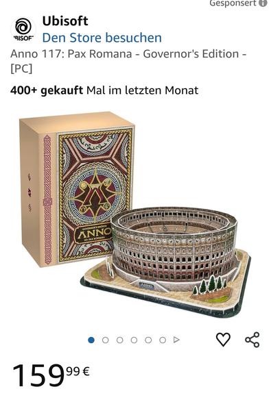 Ubisofts Anno 177 Gouverneurs Edition including Art Book and 3D Puzzle of the Amphitheatre. For 160€ (!)