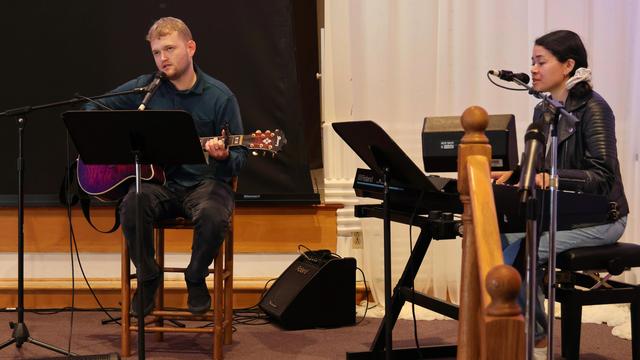 Our praise team this week was made up a husband and wife, playing and singing together.