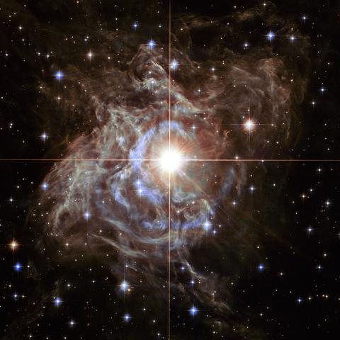 Bright variable star with a big gas cloud halo, RS Puppis, imaged by the Hubble teles