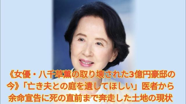 《女優・八千草薫の取り壊された3億円豪邸の今》「亡き夫との庭を遺してほしい」医者から余命宣告に死の直前まで奔走した土地の現状 Japanese News