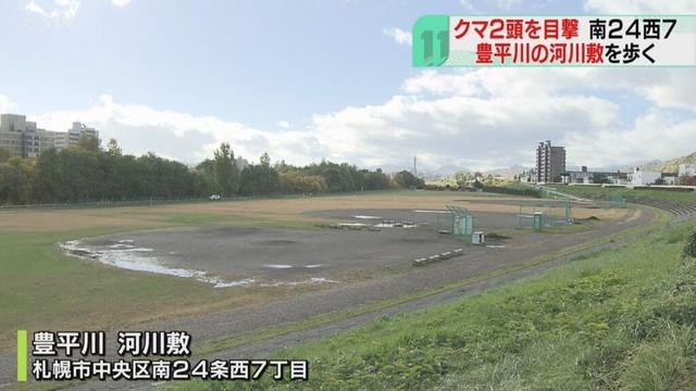 川の茂みに…ヒグマ2頭目撃　サイクリングロード横切る　近くには小学校も　札幌市・豊平川の河川敷