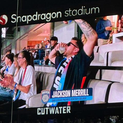 Jackson Merrill enjoying the first ever SDFC playoff game.