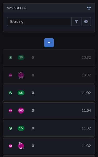 Abfahrtstafel Eferding in Traewelling: alle Fahrten haben das Ziel 0.