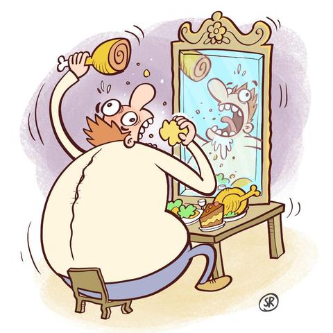 Dibujo estilo cartoon de un glotón, para el libro de chistes que va a salir muy en breve.