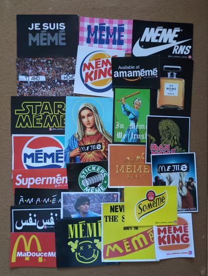 Adesivi "subvertising" di Les Sticker Mémé, dove la scritta "Mémé" ricalca lo stile di numerosi marchi registrati.
(pt. 1)