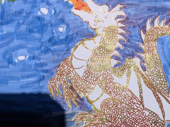 Just a detail of the drawing with the light at a different angle showing sheen and shimmer.