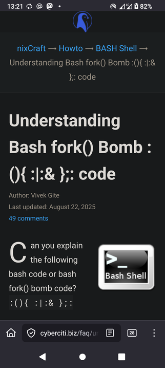 Understanding fork Bomb page
