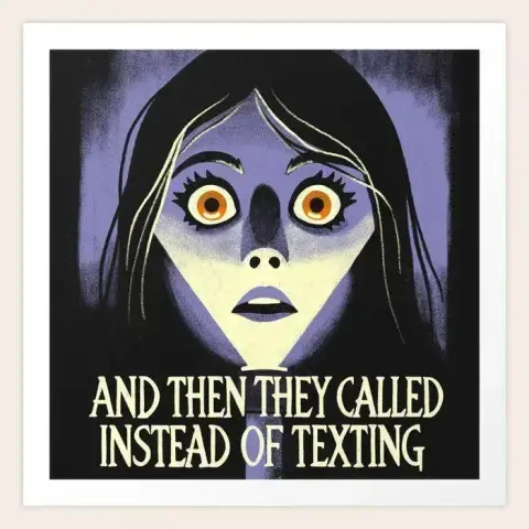 Meme captained, "and then they called instead of texting" with a flashlight aimed upward in a dark room at the terrified storyteller