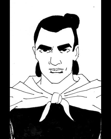 Dibujo con tinta de Li Shang, de Mulan.