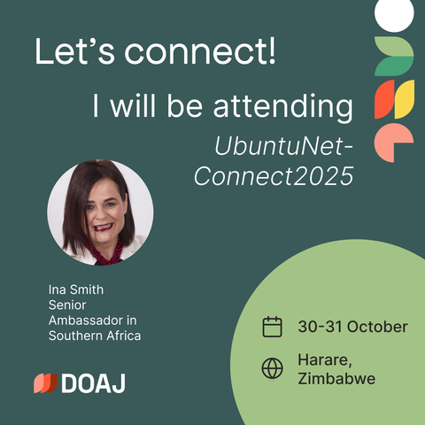 Head shot of DOAJ Senior Ambassador for Southern Africa Ina Smith