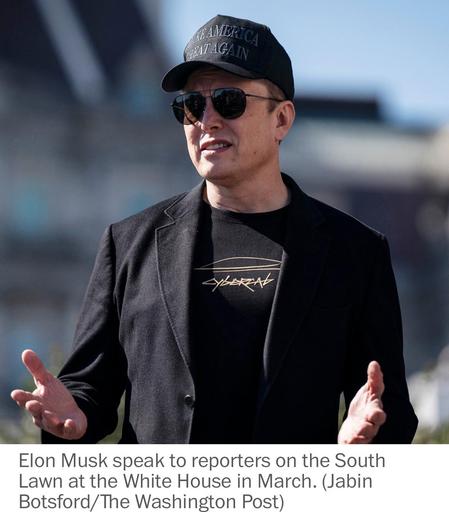 Photo of Elon Musk at a press conference by the Washington Post