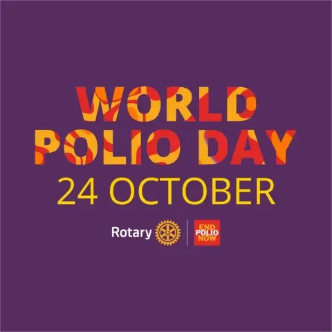 Auf dem Bild steht WORLD POLIO DAY am 24 Oktober, also Welt Polio Tag.