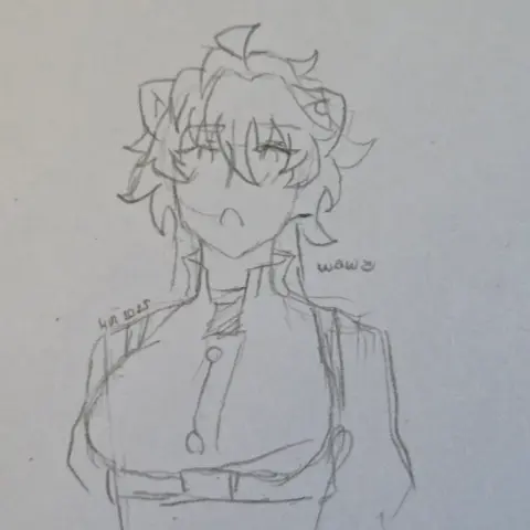Pencil sketch of genderbent Ruairi Cromwell