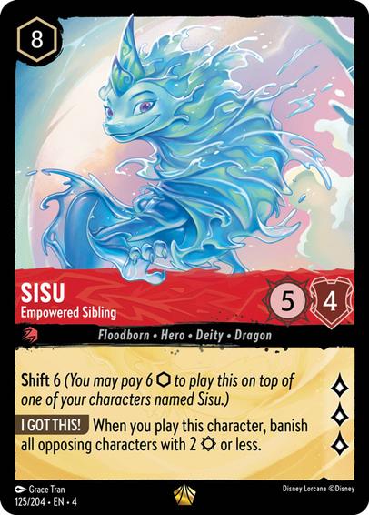 A card from Lorcana with Sisu - Empowered Sibling from set 4 125/204.