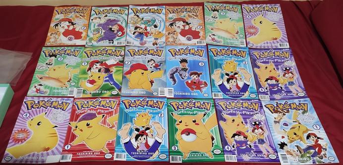 Eighteen Pokémon comics from the Electric Tale of Pikachu. Many duplicates!

Four copies were from childhood, with the rest purchased over the past month or so