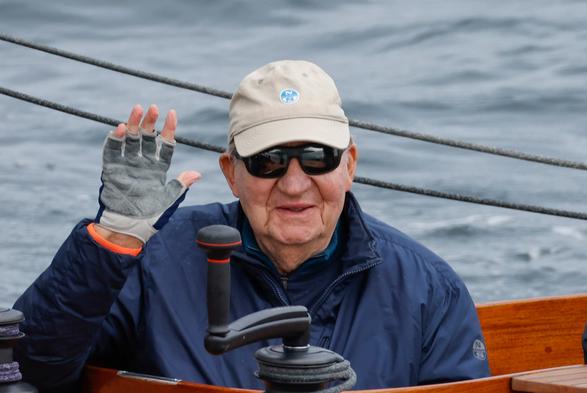El rey emérito Juan Carlos I, a bordo del barco ‘Erica’ el 13 de septiembre en Sanxenxo.