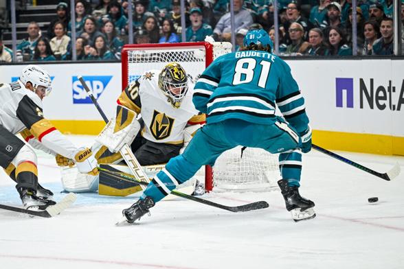 San Jose Sharks forward Adam Gaudette