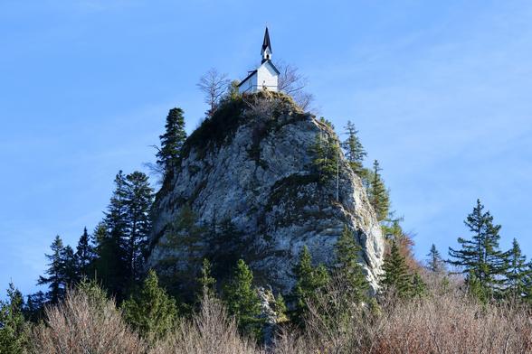 Rock spur upon which perches a small white chapel