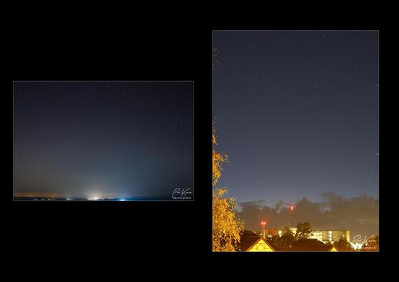 diptyque sur fond noir, présentant deux photos nocturnes du ciel étoilé avec la comète Lemmon très, très discrète.