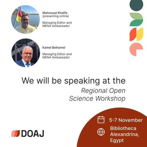 Head shot of DOAJ Managing Editors and MENA Ambassadors Mahmoud Khalifa and Kamel Belhamel