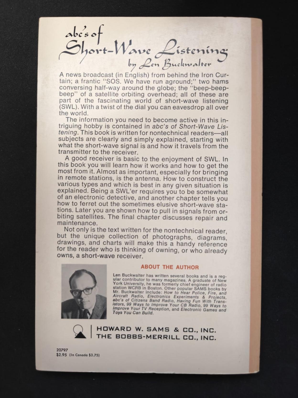 Back cover of the book "ABC's of Short-Wave Listening" by Len Buckwalter  from 1970.
