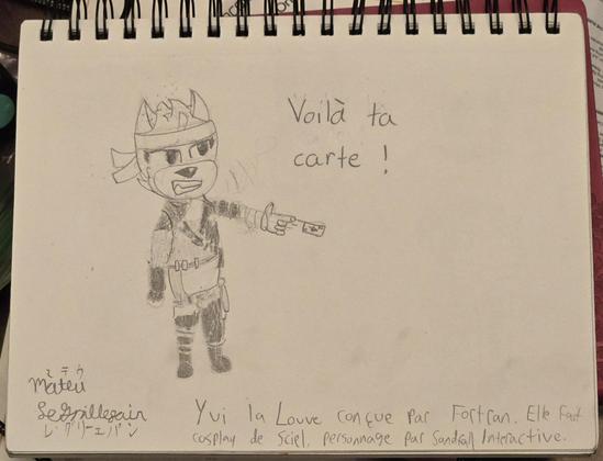 Yui the Wolf, created by Fortran. She is cosplaying Sciel, by Sandfall Interactive.