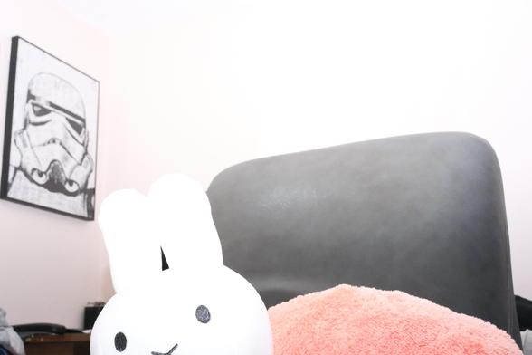 A Miffy and a Stormtrooper on the wall.