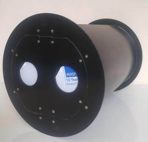 Black Petflap with extended trunking to go through a wall