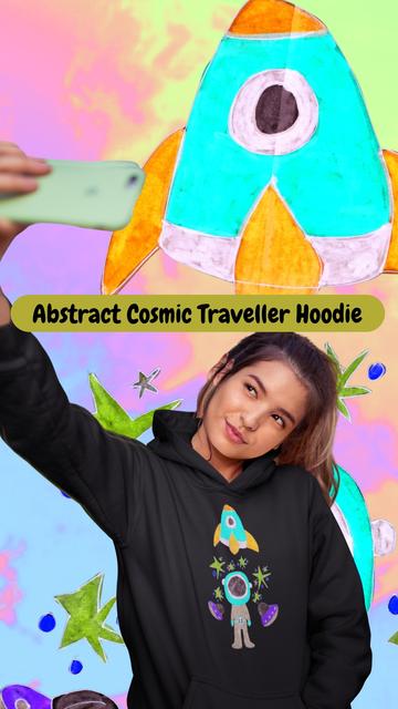 A slide from my lastest You Tube video -
Cosmic Hoodies.

Features a female model wearing a hoodie in black featuring the design ‘Abstract Cosmic Traveller’. 

If you like your videos really short, and filled with great doodle inspired hoodie ideas, accompanied by some cool musical vibes,  then this one just might be for you. 

Mockups created in Placeit.net for inspiration only with accurate 
design placement on products in my Fourthwall store- 

 catrionarobetsphotographyanddesignstoo.com 

Click on the link above in  the channel bio to discover more about these fab unisex  Hoodie designs.

I combined all elements to create this video (including text, shapes, animation, layering and transparency options) using the video editor in canva.com 

Music track for this video provided within the You Tube Library. 

Click links on the main post to discover more.