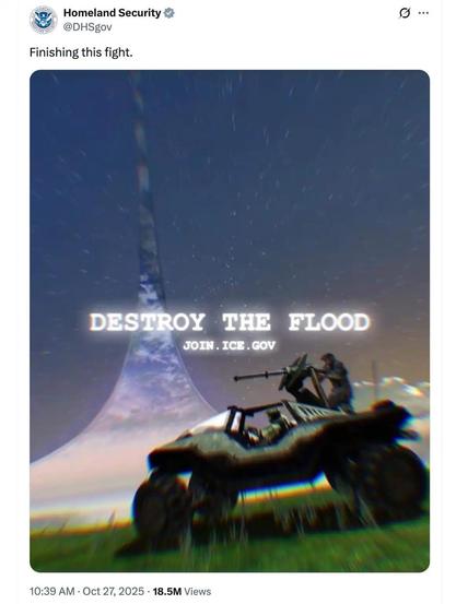 Far-right propaganda inciting total destruction of immigrants from US Homeland Security