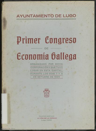 Portada do primeiro congreso de economía galega
