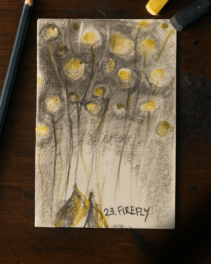 I fili di fumo e gli scintillii si rivelano per ciò che sono: piccole creature simili a lucciole, collegate al fuoco da sottili filamenti incandescenti.