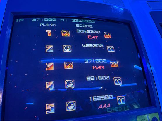3rd place with the aforementioned score. Player's initials are "MAR", gender is female, astrological sign is Scorpio. 

The top score is 3,345,300 by CAT.