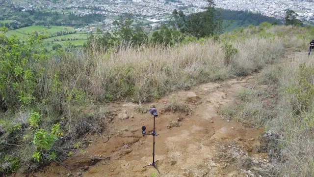 Zoom H5studio und Zoom H3-VR auf einem Stativ in der Nähe von Ibarra, Ecuador