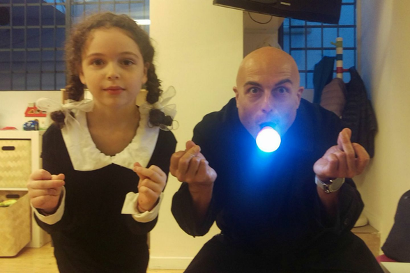 A 31 October 2017 picture of @ma1 and his daughter ,dressed as Fester and Wednesday Addams respectively.