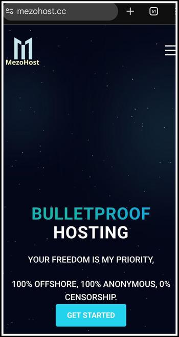 Screenshot van https://mezohost punt cc