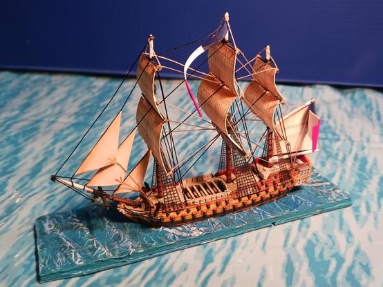 A 1:700 scale model of a Napoleonic French third-rate ship-of-the-line.