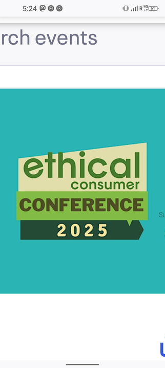 Logo for Ethical Consumer Conference 2025 includes those words on 3 shades of green panels on a blue background.