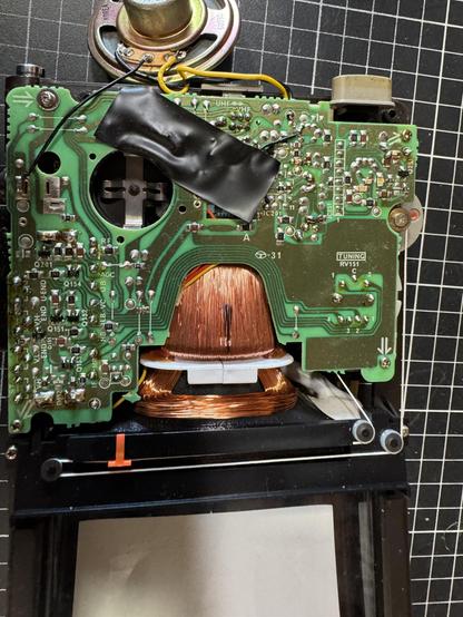 Inner view of an old portable CRT TV