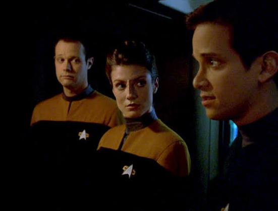 Three voyager crewmen that Janeway sends out on a special mission